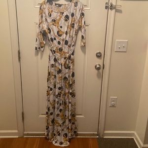 Long maxi dress multi color dress 3/4 sleeves